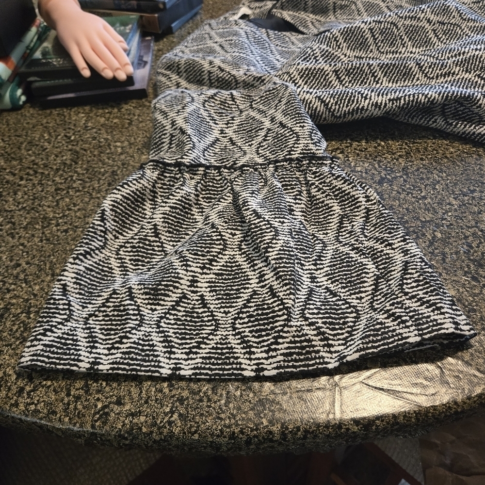 Kasper Black White Gray Diamond Print Bell Sleeve Open Front Cardigan Women 14 - Picture 15 of 16